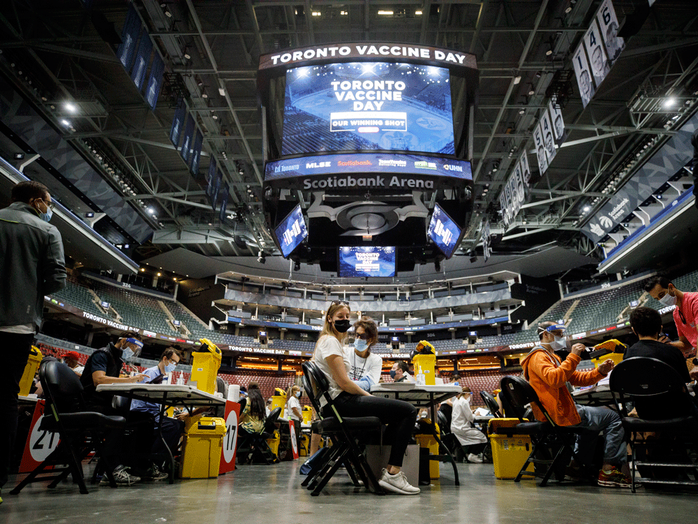 Scotiabank Arena in Toronto was turned into a mass vaccination clinic in the push to get people vaccinated in the face of variants.